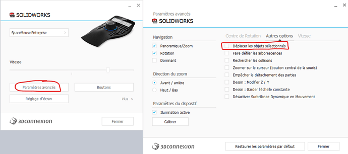 Deplacer les objets selectionnés
