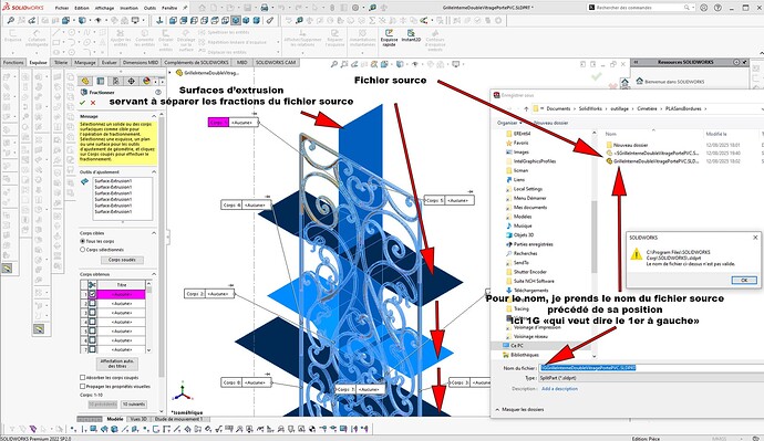 ExplicationsChangementNomFichieFractionnérNonValideSolidWorksRefuseL'emplacementDeL'enregistrement