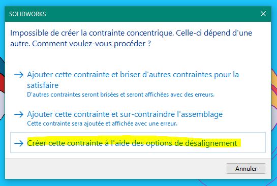 création contrainte option désalignement