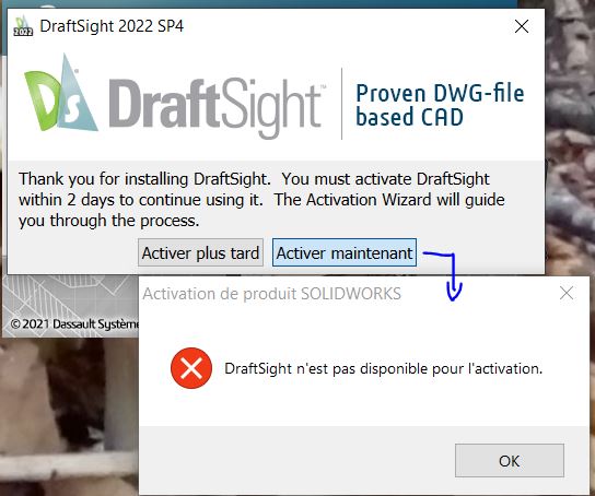 Message activation draftsight 2